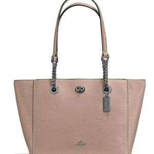 COACH 57107 Turnlock Chain Tote 27 in Polished Pebble Leather